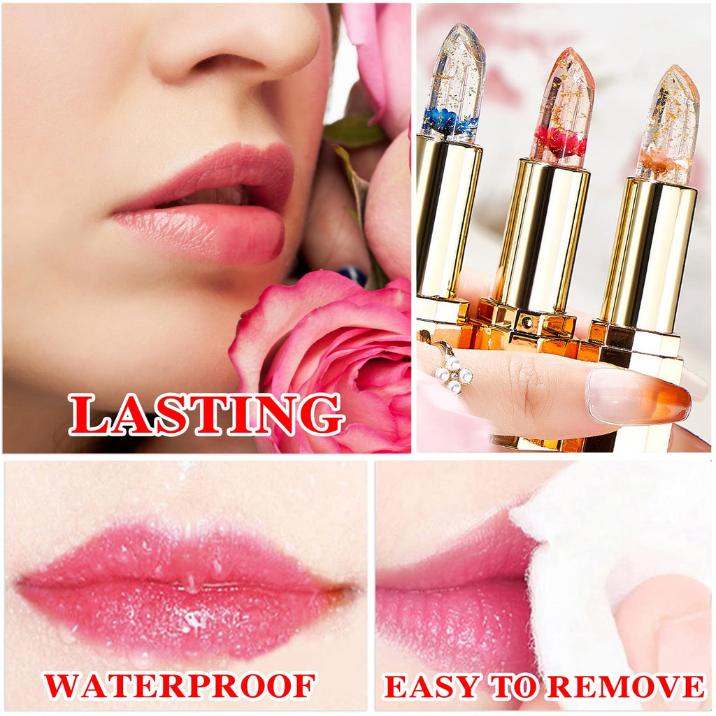 Labial de aloe vera, cuidado labial de larga duración, bálsamo labial nutritivo y voluminizador, brillo labial, cambio de color mágico con temperatura, 3 unidades