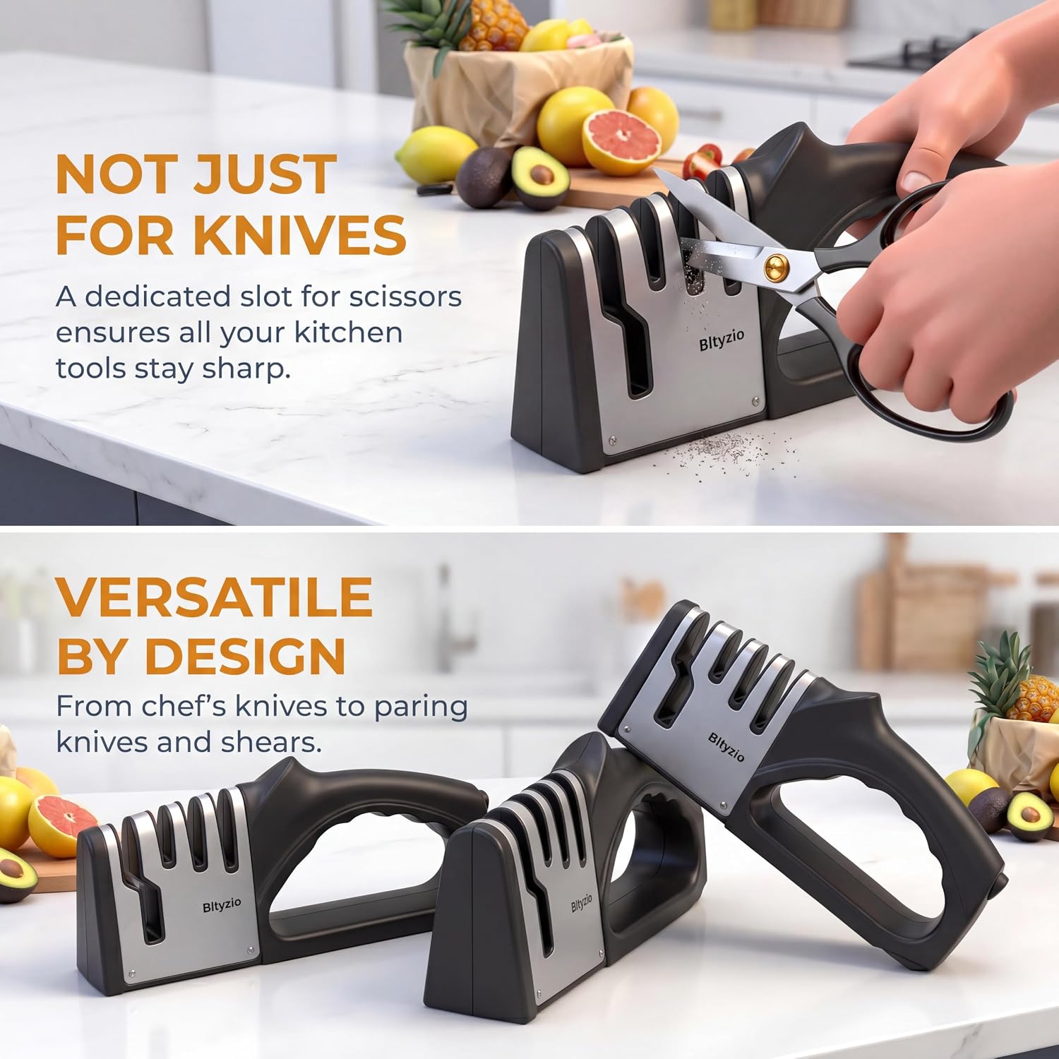 Afilador de cuchillos de cocina 4 en 1, kit de afilado de cuchillos multifuncional, accesorios de cocina elegantes adecuados para cuchillos de cocina, cuchillos de chef, cuchillos de precisión y