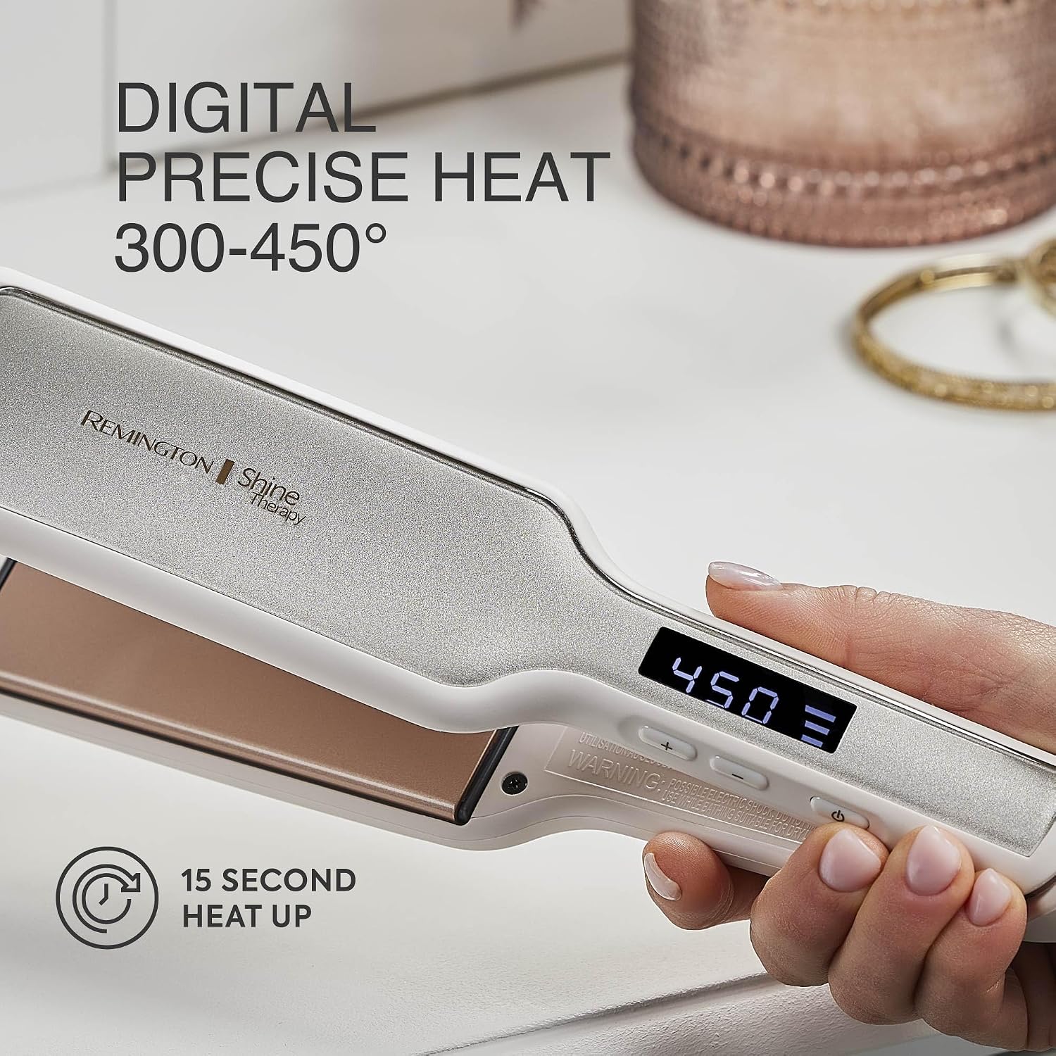 Remington Shine Therapy - Alisadora de cabello de 2 pulgadas, plancha alisadora infundida con aceite de argán y queratina, plancha alisadora profesional de cerámica para menos frizz, herramientas de | Ceramic flat iron plates infused with Argan Oil and Ke