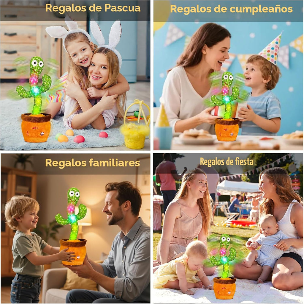 Cactus bailarín parlante - Repite lo que dices graba juguete para bebé | Bebé cantando grabación, imitando, repite lo que dices, musical interactivo, para niños y niñas de 1 año