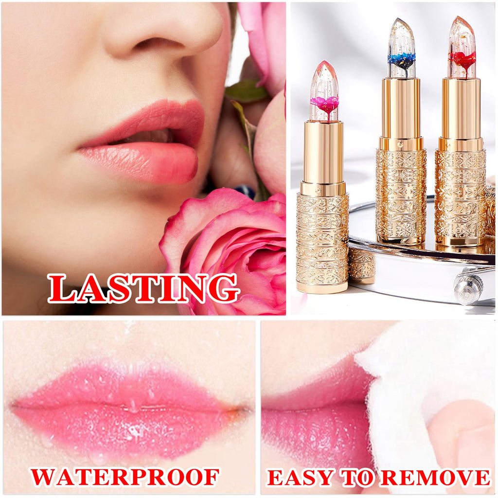 Labial de aloe vera, cuidado labial de larga duración, bálsamo labial nutritivo y voluminizador, brillo labial, cambio de color mágico con temperatura, 3 unidades