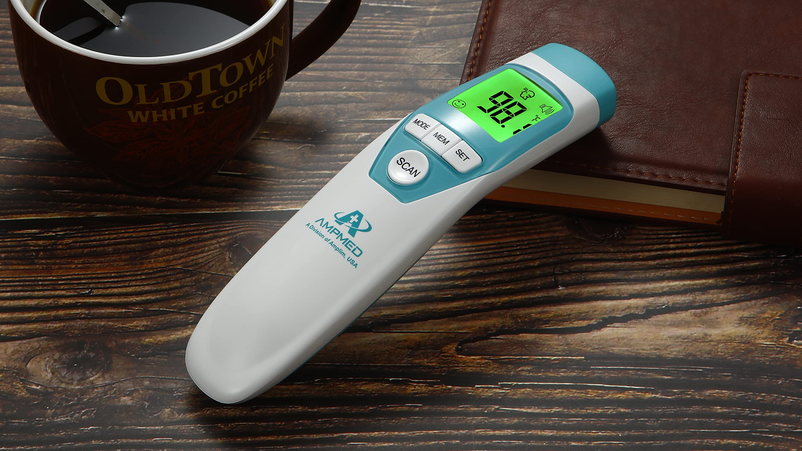 Termómetro de frente de grado médico Amplim para adultos, niños, bebés, termómetro infrarrojo digital sin contacto, lectura instantánea, detección precisa y rápida de fiebre, para uso en casa, clínica | Para adultos, niños, bebés, detección digital de fie