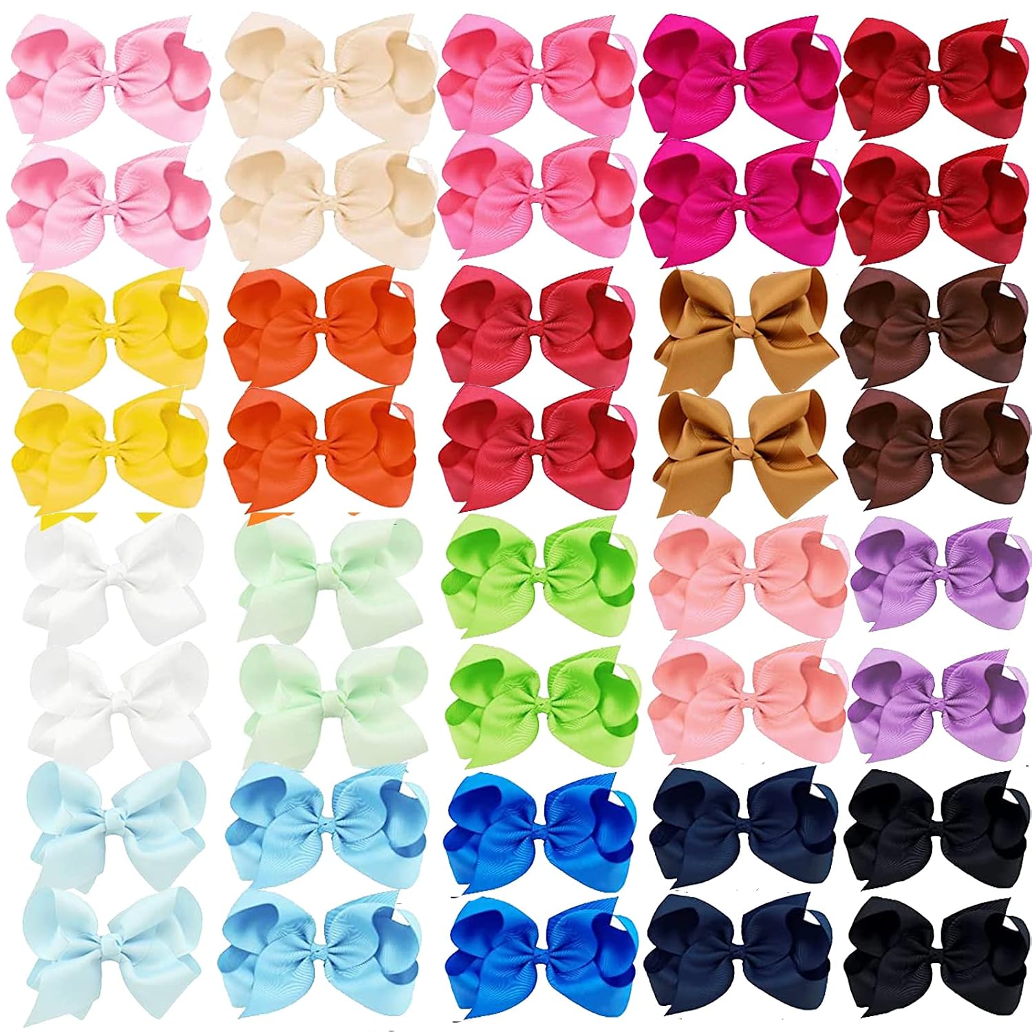 40PCS 3Inch Hair Bows for Girls,Hand-made Grosgrain Ribbon Hair Bow Alligator Clips Hair Accessories for Toddlers Baby Girls Kids Teens in Pairs