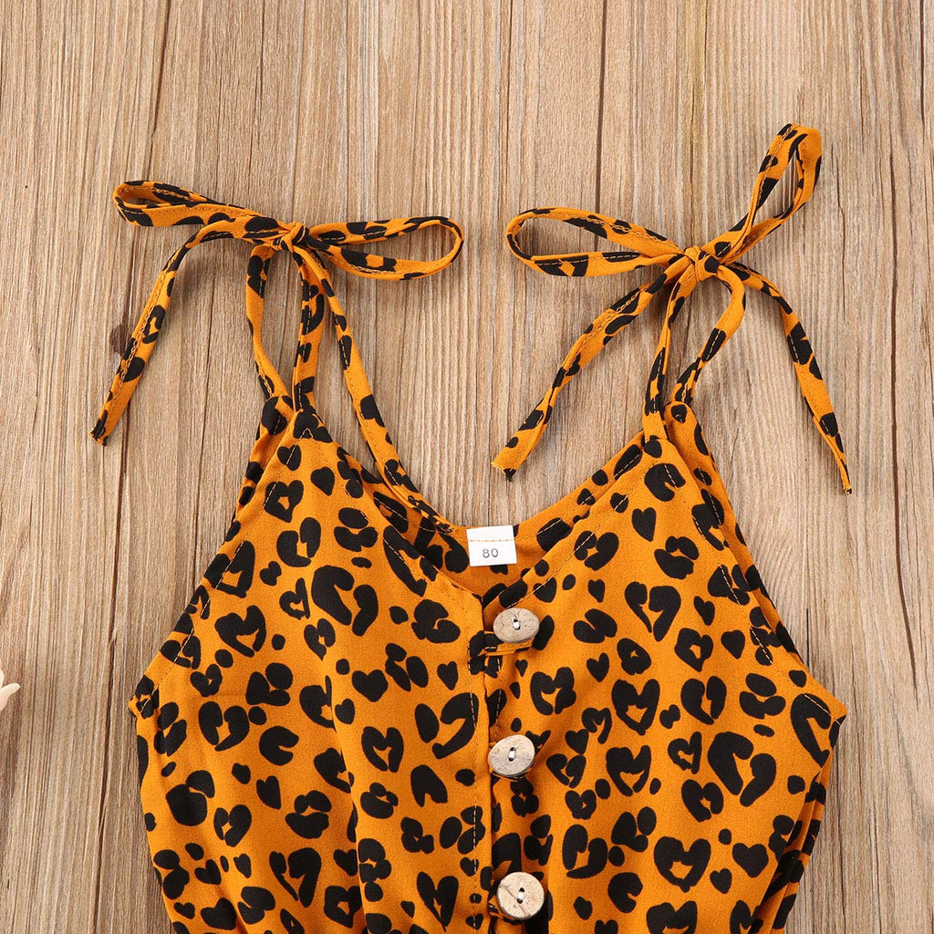 Toddler Baby Girl Heart Print Suspender Romper Jumpsuit Playsuit Holiday Clothes Kids Summer Outfit