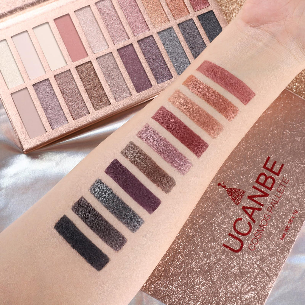UCANBE Kit de paleta de sombra de ojos profesional de 18 colores con aroma desnudo, larga duración, multi brillo reflectante mate con brillo prensado, perlas de sombra de ojos, maquillaje en polvo