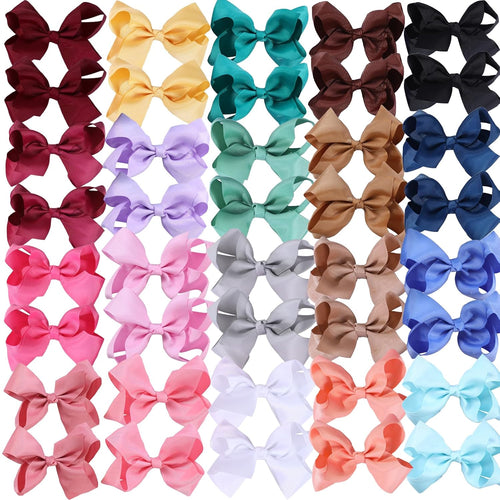 40PCS 3Inch Hair Bows for Girls,Hand-made Grosgrain Ribbon Hair Bow Alligator Clips Hair Accessories for Toddlers Baby Girls Kids Teens in Pairs
