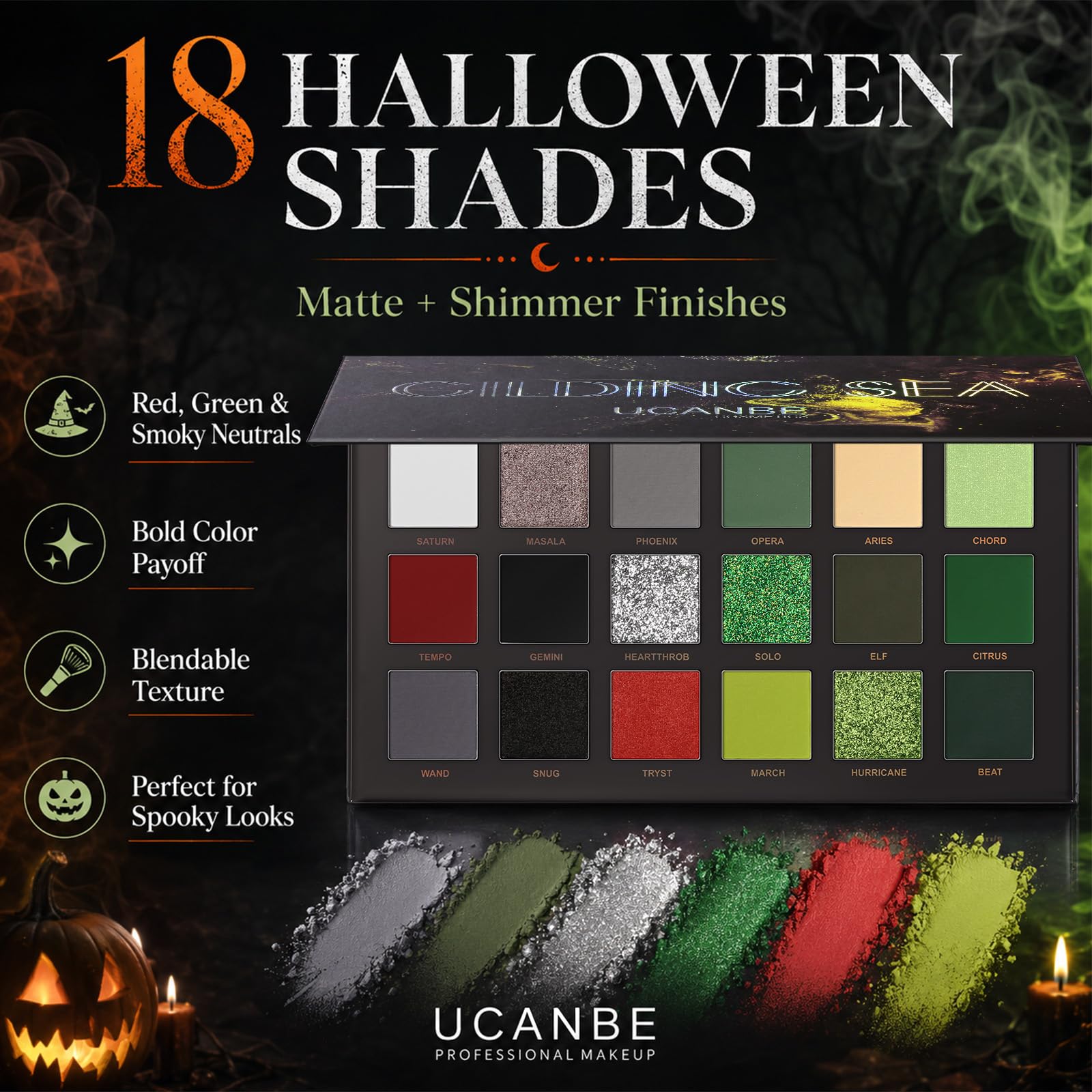 UCANBE Kit de paleta de sombra de ojos profesional de 18 colores con aroma desnudo, larga duración, multi brillo reflectante mate con brillo prensado, perlas de sombra de ojos, maquillaje en polvo