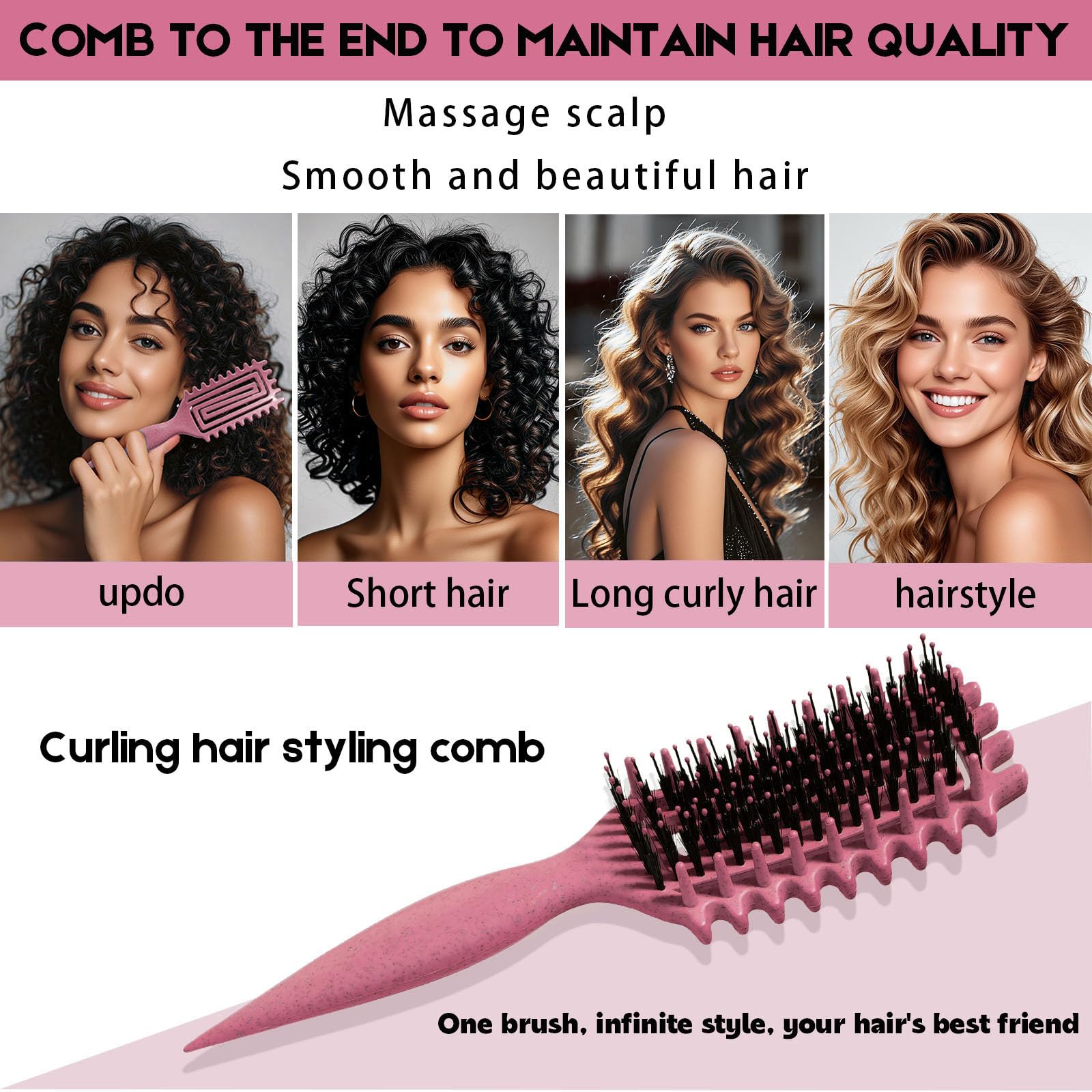 Cepillo para cabello rizado Candybrush Cepillo para definir rizos para desenredar, dar forma y definir rizos para mujeres, hombres, cabello húmedo y seco (Morado)