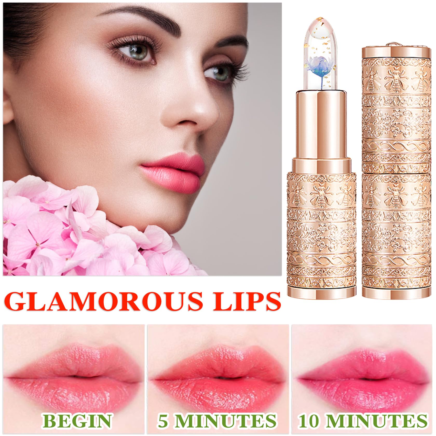 Labial de aloe vera, cuidado labial de larga duración, bálsamo labial nutritivo y voluminizador, brillo labial, cambio de color mágico con temperatura, 3 unidades