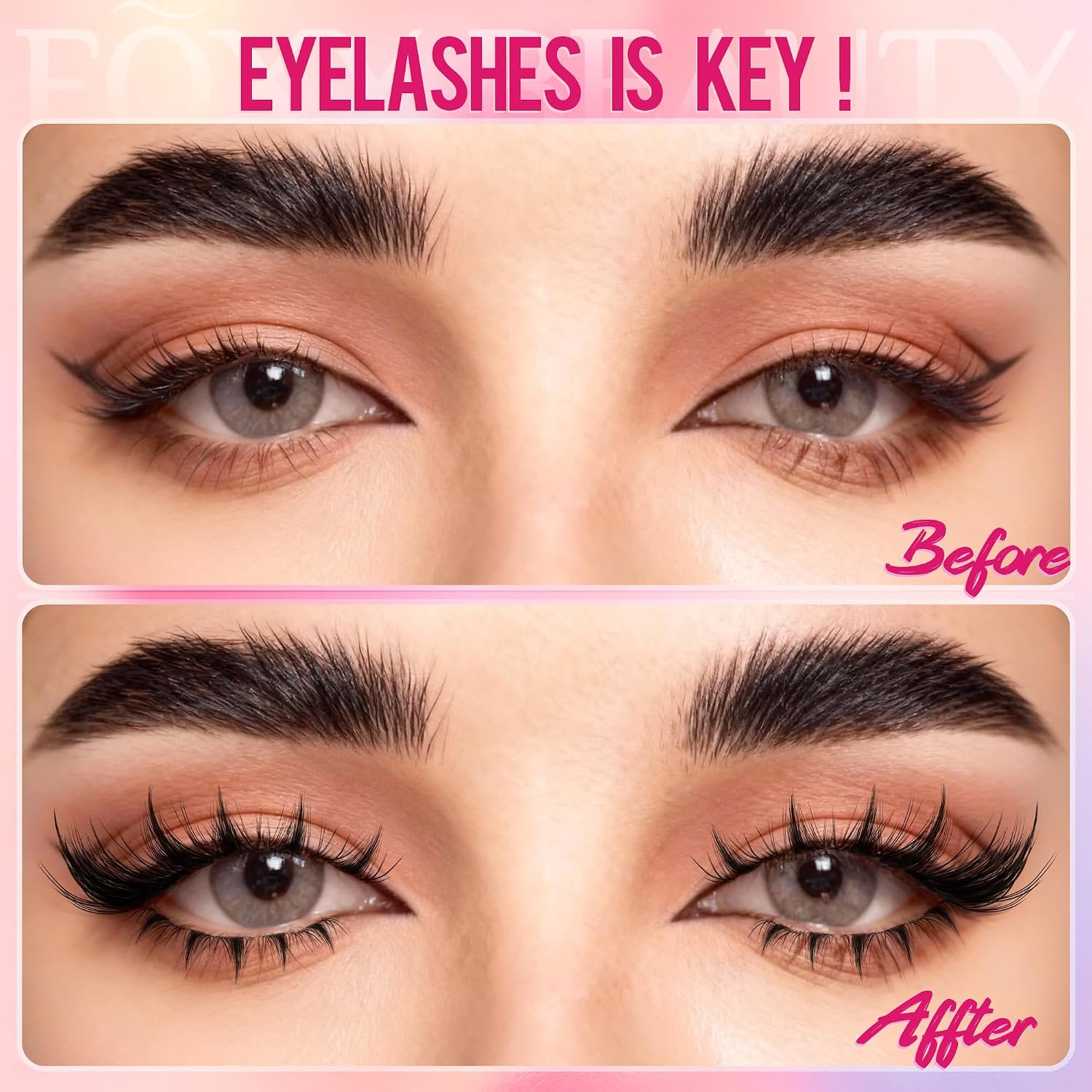 Foxy Beauty - Racimos de pestañas naturales – racimos de pestañas finas y esponjosas, extensiones de pestañas anchas con pestañas inferiores de bonificación