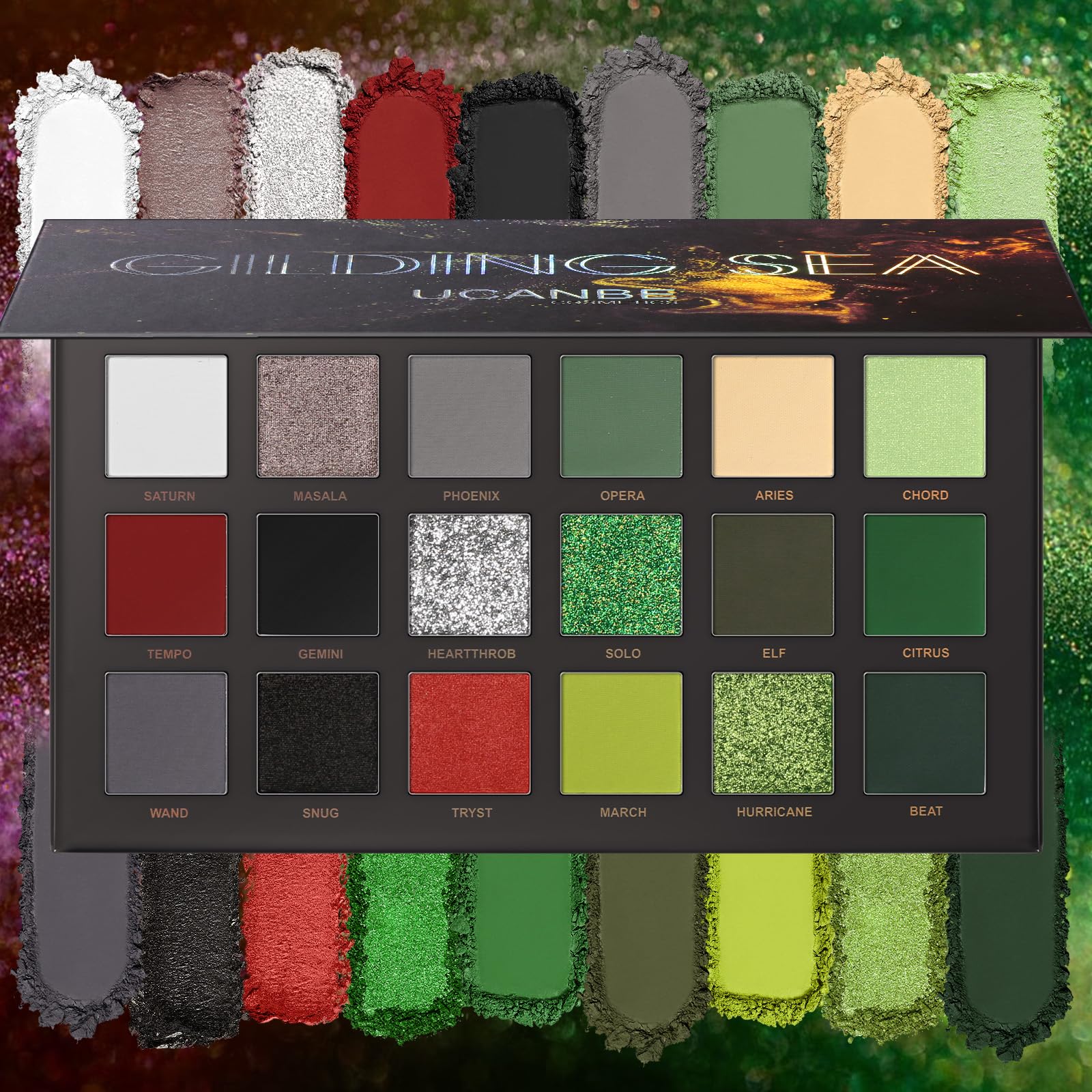 UCANBE Kit de paleta de sombra de ojos profesional de 18 colores con aroma desnudo, larga duración, multi brillo reflectante mate con brillo prensado, perlas de sombra de ojos, maquillaje en polvo