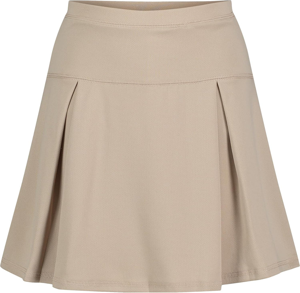 IZOD - Falda de patinete escolar para niñas con pantalones cortos, cintura de punto y bolsillos funcionales, resistente a arrugas