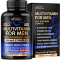 Multivitamínico para hombres - Complejo B y B12 | Whole Foods & Enzimas - 90 cápsulas | Mens Multivitamin 46in1 - Energy, Focus & Brain | Men's Health Complex - Bioavailable & Gentle on Stomach - Lab Tested, 1/Day