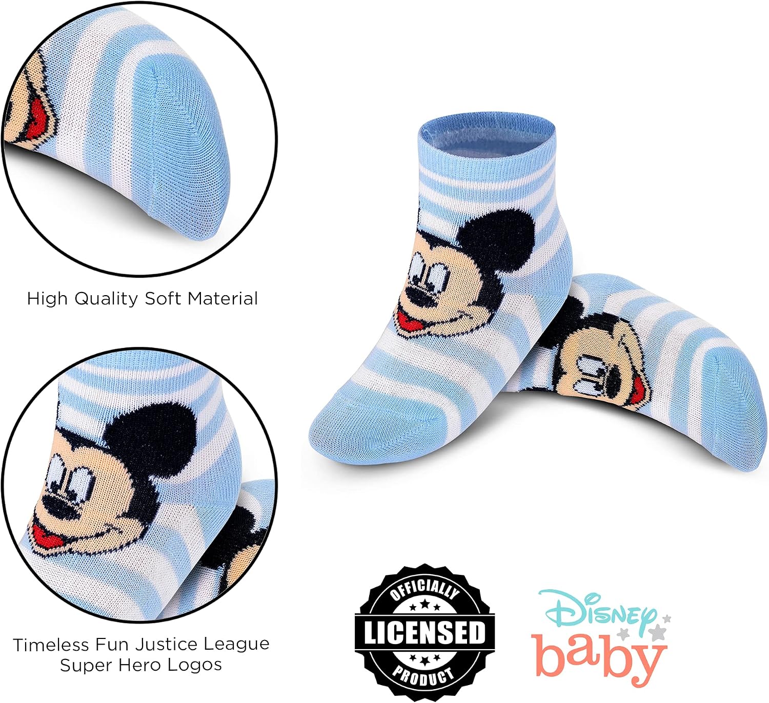 Disney baby-boys Baby Girls & Boys Minnie Mouse, Mickey Mouse, Baby Shark, Justice League 10-pack Infant Sock 0-24 Months
