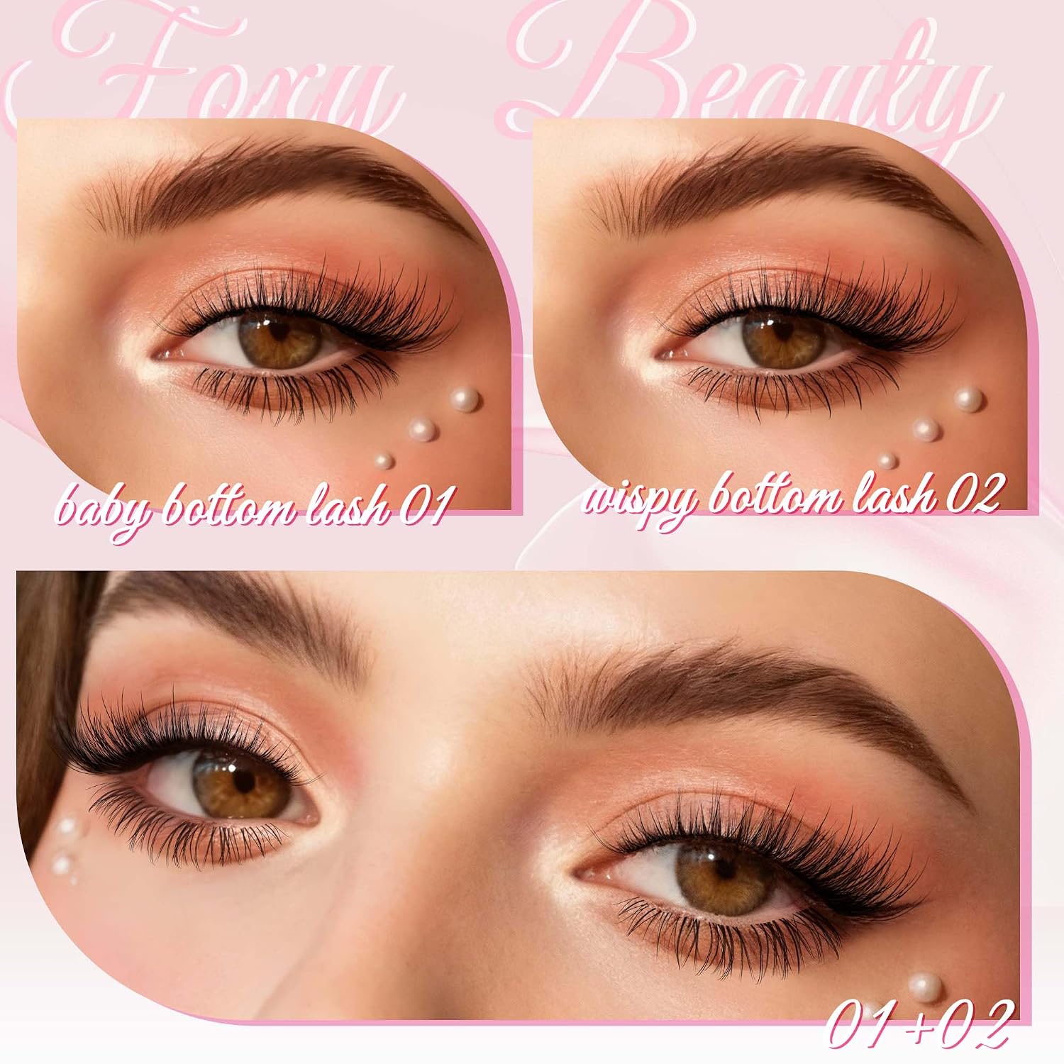 Foxy Beauty - Racimos de pestañas naturales – racimos de pestañas finas y esponjosas, extensiones de pestañas anchas con pestañas inferiores de bonificación