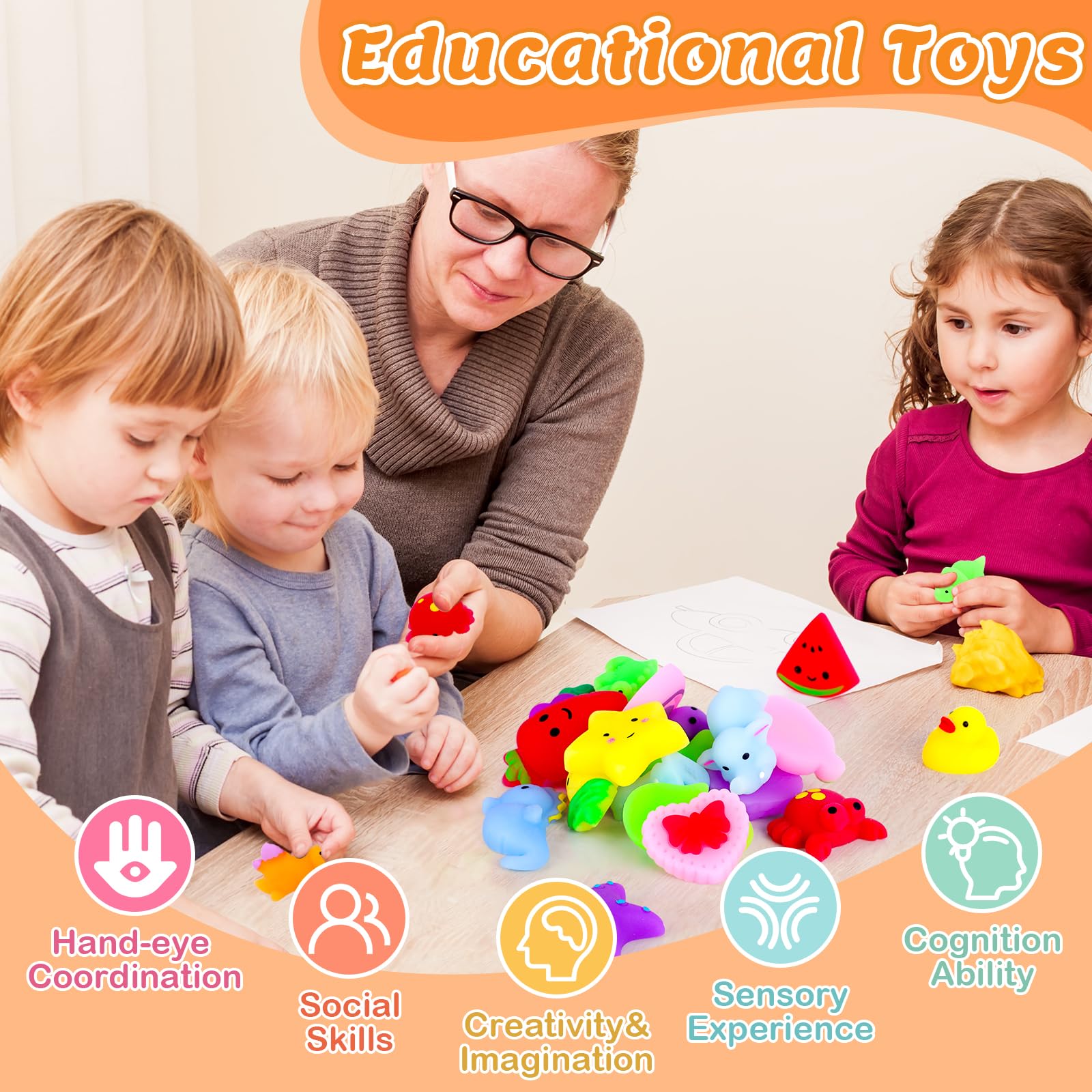 Paquete de 4 Cubos Antiestrés, Pelotas Antiestrés con Forma de Cubo de Hielo de Elevación Lenta para Adultos y Niños, Juguete Sensorial Fidget para Alivio de Ansiedad, Pelotas Blandas de Forma | Sensory Fidget Toy for Anxiety Relief, Square Shape Cube Squ
