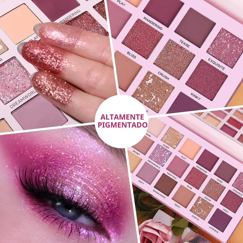 UCANBE Kit de paleta de sombra de ojos profesional de 18 colores con aroma desnudo, larga duración, multi brillo reflectante mate con brillo prensado, perlas de sombra de ojos, maquillaje en polvo