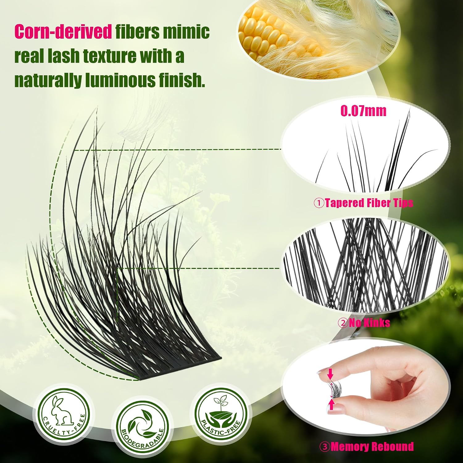 Foxy Beauty - Racimos de pestañas naturales – racimos de pestañas finas y esponjosas, extensiones de pestañas anchas con pestañas inferiores de bonificación