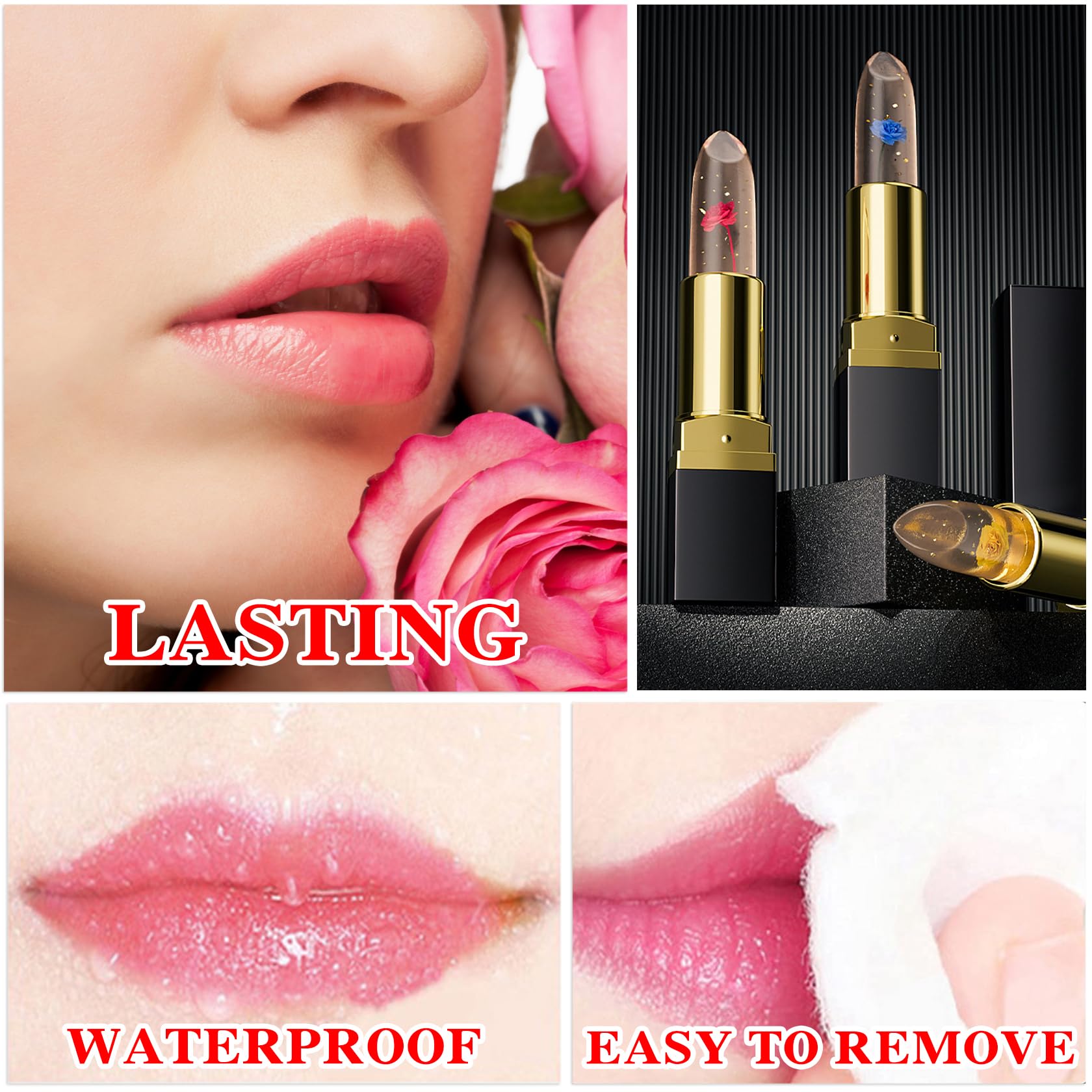 Labial de aloe vera, cuidado labial de larga duración, bálsamo labial nutritivo y voluminizador, brillo labial, cambio de color mágico con temperatura, 3 unidades