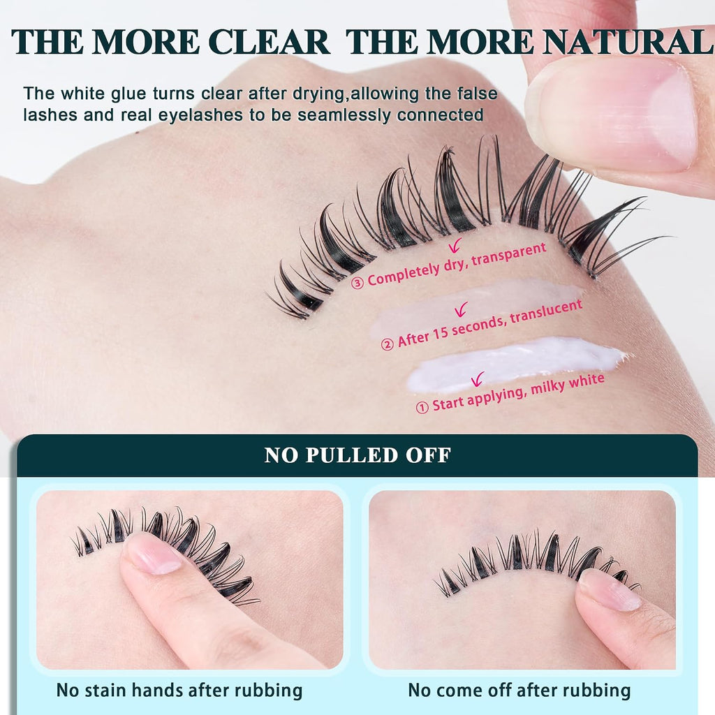 Foxy Beauty - Racimos de pestañas naturales – racimos de pestañas finas y esponjosas, extensiones de pestañas anchas con pestañas inferiores de bonificación
