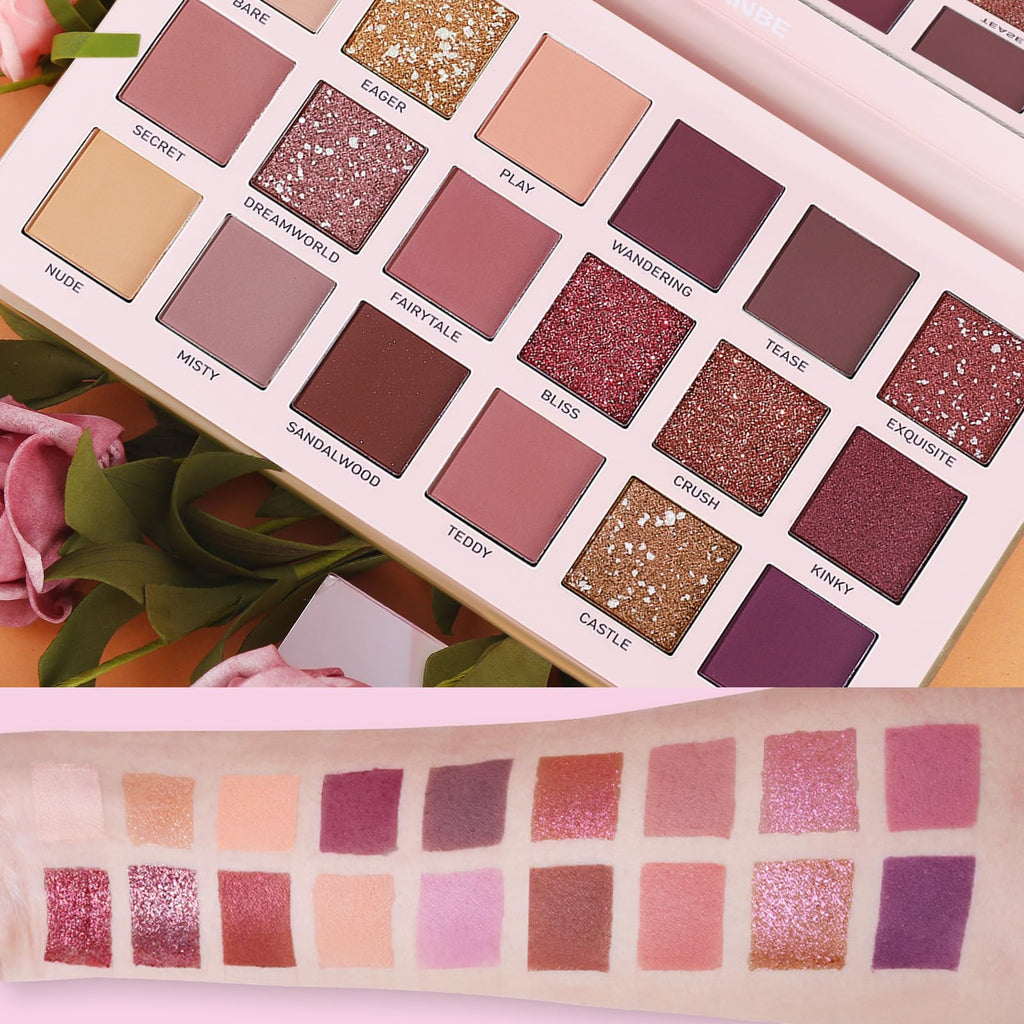 UCANBE Kit de paleta de sombra de ojos profesional de 18 colores con aroma desnudo, larga duración, multi brillo reflectante mate con brillo prensado, perlas de sombra de ojos, maquillaje en polvo