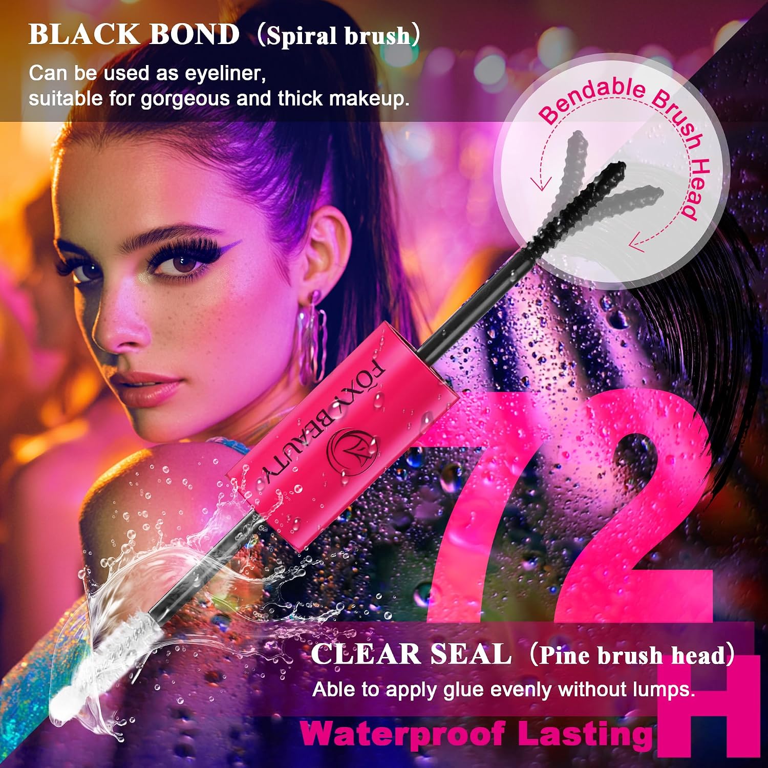 Foxy Beauty - Racimos de pestañas naturales – racimos de pestañas finas y esponjosas, extensiones de pestañas anchas con pestañas inferiores de bonificación