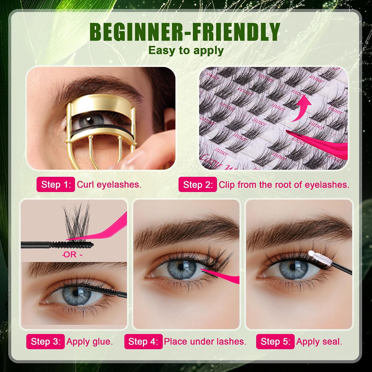 Foxy Beauty - Racimos de pestañas naturales – racimos de pestañas finas y esponjosas, extensiones de pestañas anchas con pestañas inferiores de bonificación