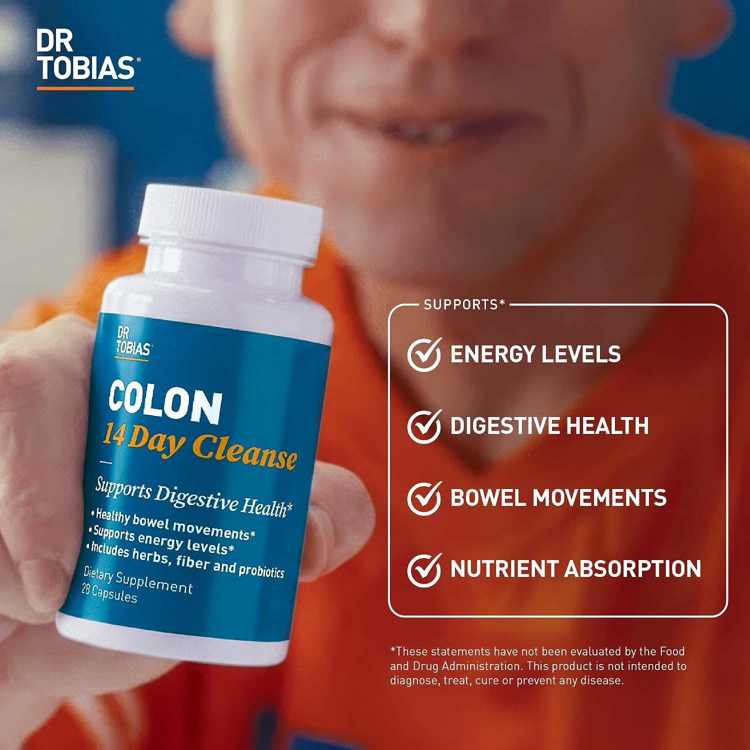 Dr. Tobias Colon 14 Day Cleanse, apoya movimientos intestinales saludables, desintoxicación de limpieza de colon, fórmula de limpieza avanzada con fibra, hierbas y probióticos, sin OMG, 28 cápsulas (1-2 diarios) | Colon Cleanse Detox | Constipation Relief