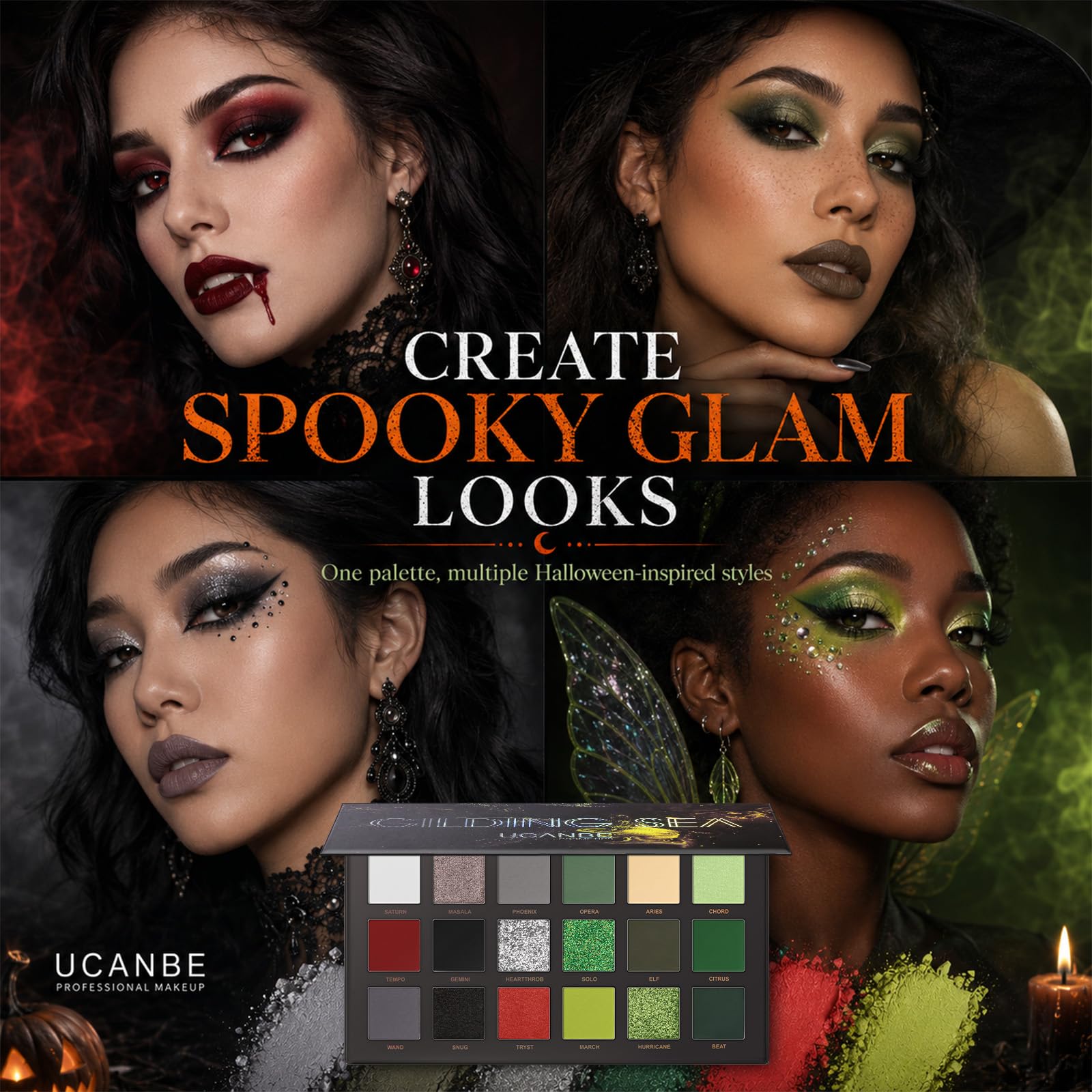 UCANBE Kit de paleta de sombra de ojos profesional de 18 colores con aroma desnudo, larga duración, multi brillo reflectante mate con brillo prensado, perlas de sombra de ojos, maquillaje en polvo