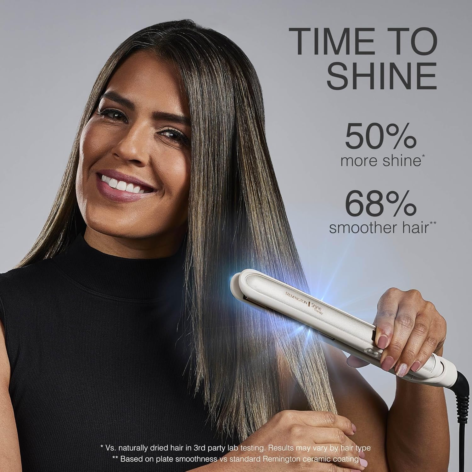 Remington Shine Therapy - Alisadora de cabello de 2 pulgadas, plancha alisadora infundida con aceite de argán y queratina, plancha alisadora profesional de cerámica para menos frizz, herramientas de | Ceramic flat iron plates infused with Argan Oil and Ke
