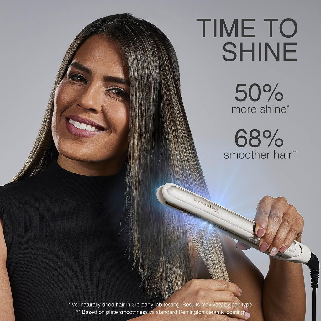 Remington Shine Therapy - Alisadora de cabello de 2 pulgadas, plancha alisadora infundida con aceite de argán y queratina, plancha alisadora profesional de cerámica para menos frizz, herramientas de | Ceramic flat iron plates infused with Argan Oil and Ke