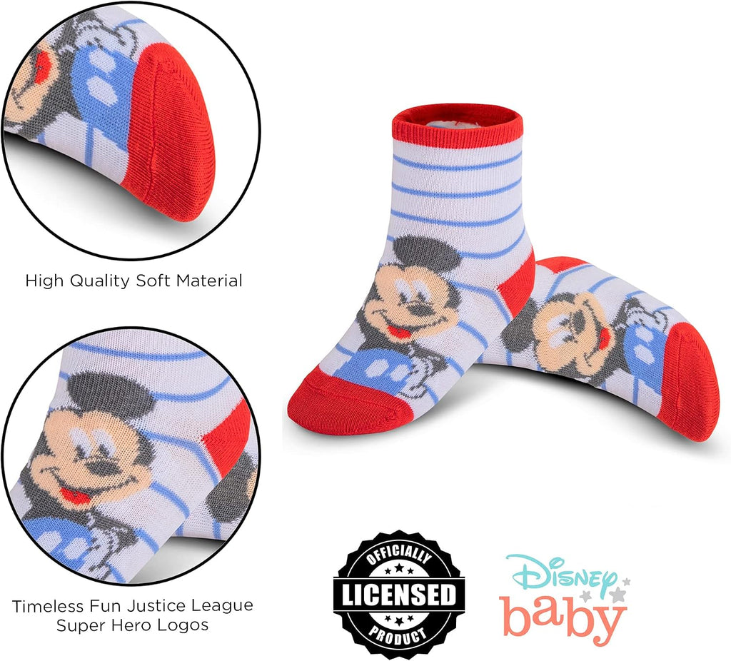 Disney baby-boys Baby Girls & Boys Minnie Mouse, Mickey Mouse, Baby Shark, Justice League 10-pack Infant Sock 0-24 Months