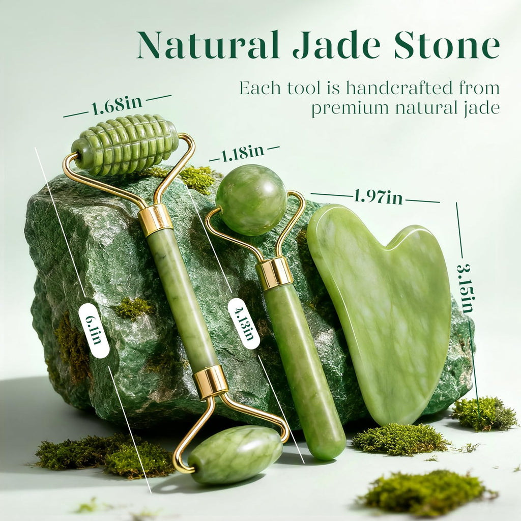 BAIMEI IcyMe - Rodillo de jade y Gua Sha, rodillo facial para reducir el enrojecimiento de la piel, cuidado personal para hombres y mujeres, masajeador para cara, ojos, cuello, alivia líneas finas y | Cooling Face Roller for Lymphatic Massage,Sculpting To