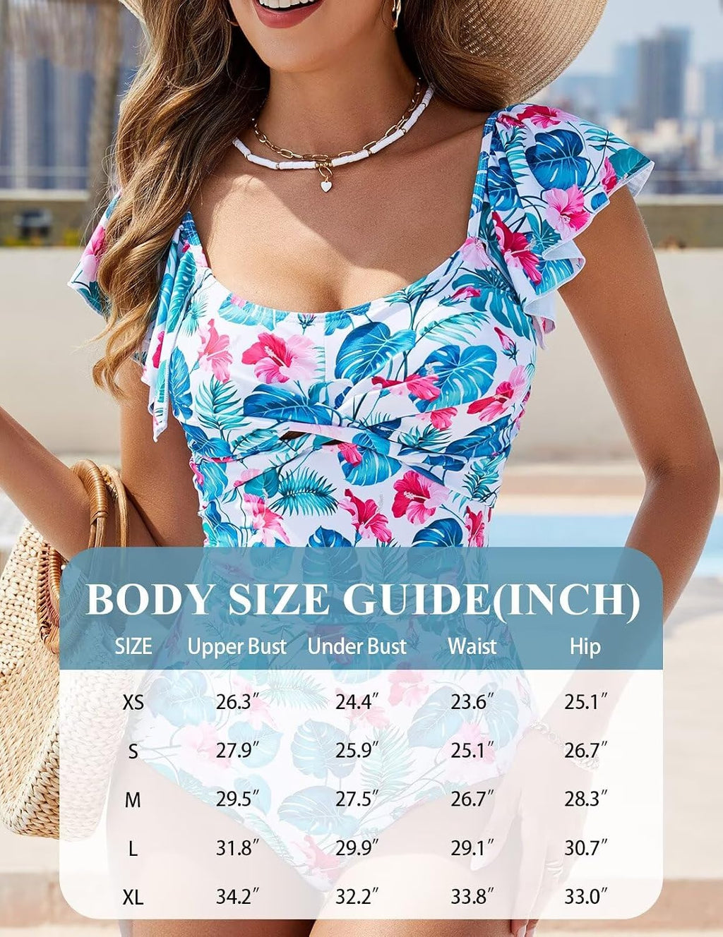 Traje de baño de una pieza con volantes para mujer, con control de abdomen, estampado floral, fruncido, adelgazante, monokini