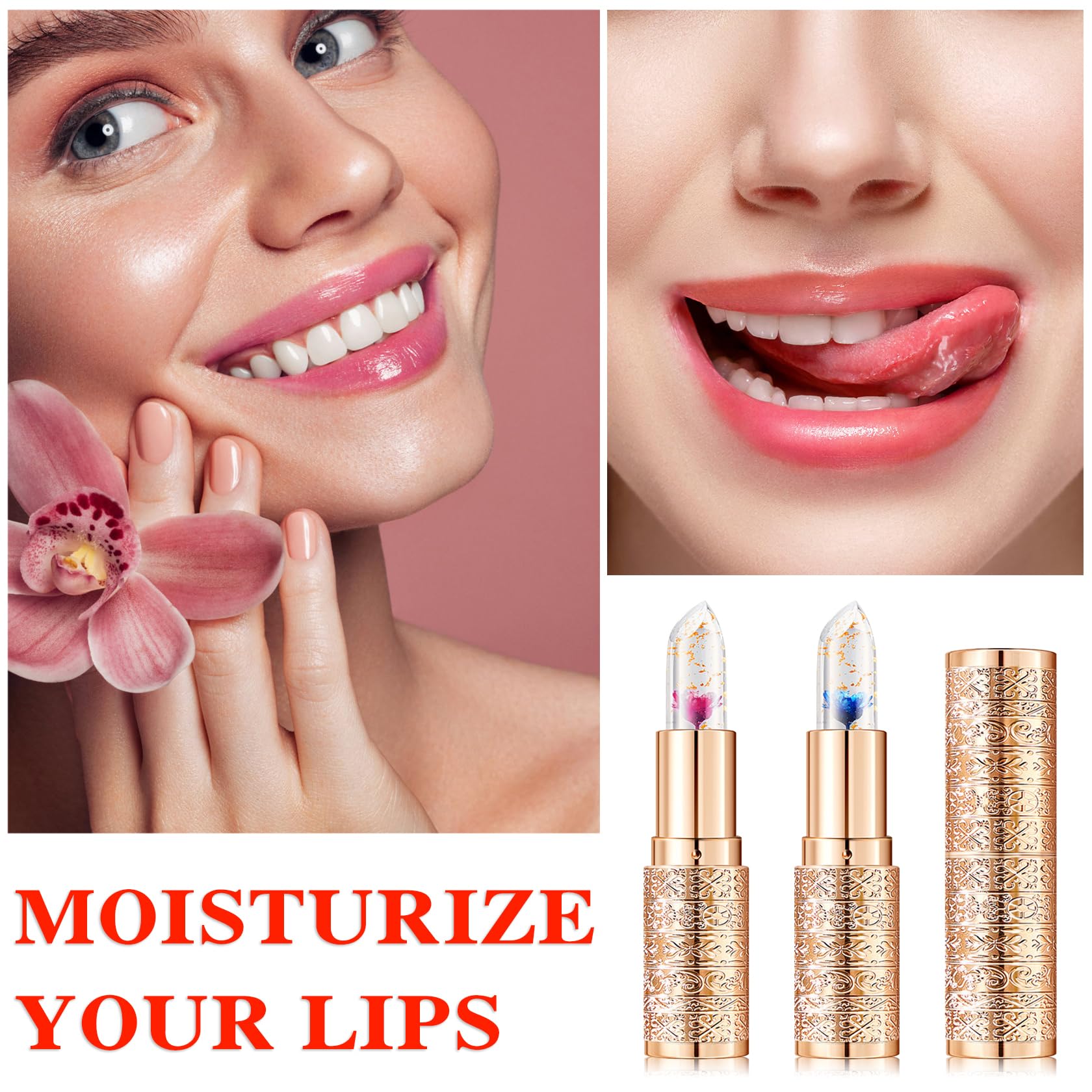 Labial de aloe vera, cuidado labial de larga duración, bálsamo labial nutritivo y voluminizador, brillo labial, cambio de color mágico con temperatura, 3 unidades