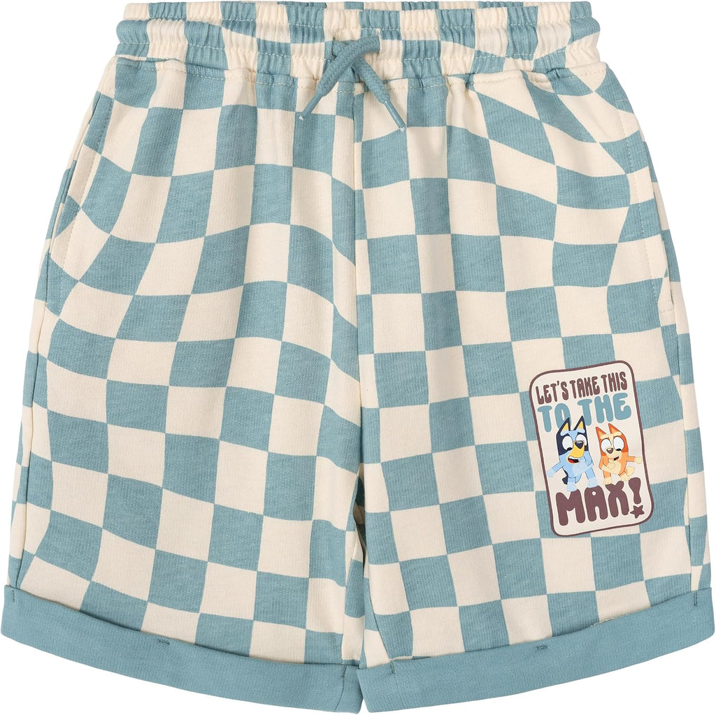 Bluey - Conjunto de camiseta con hombros caídos y pantalones cortos para niños de tamaños de bebé a grandes (2T - 10-12)