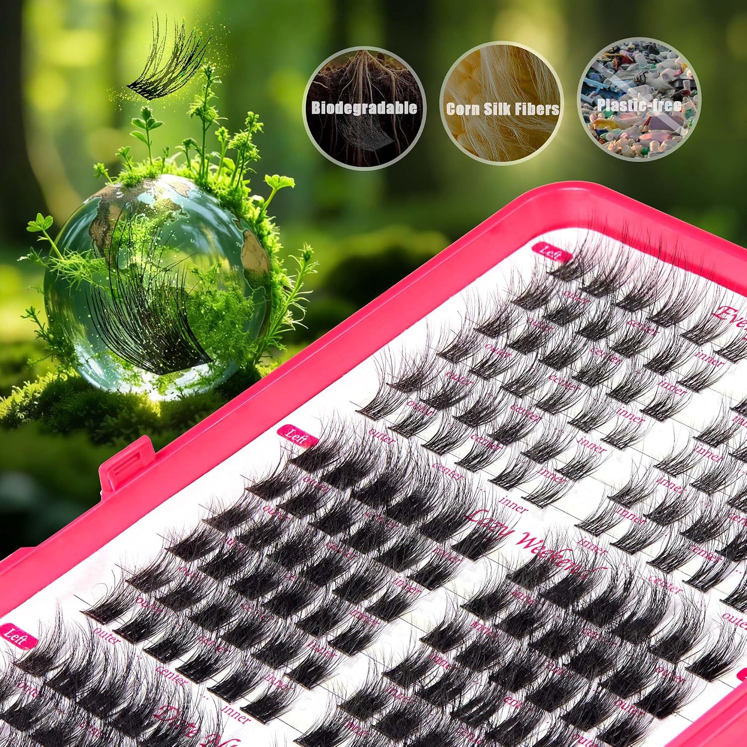 Foxy Beauty - Racimos de pestañas naturales – racimos de pestañas finas y esponjosas, extensiones de pestañas anchas con pestañas inferiores de bonificación
