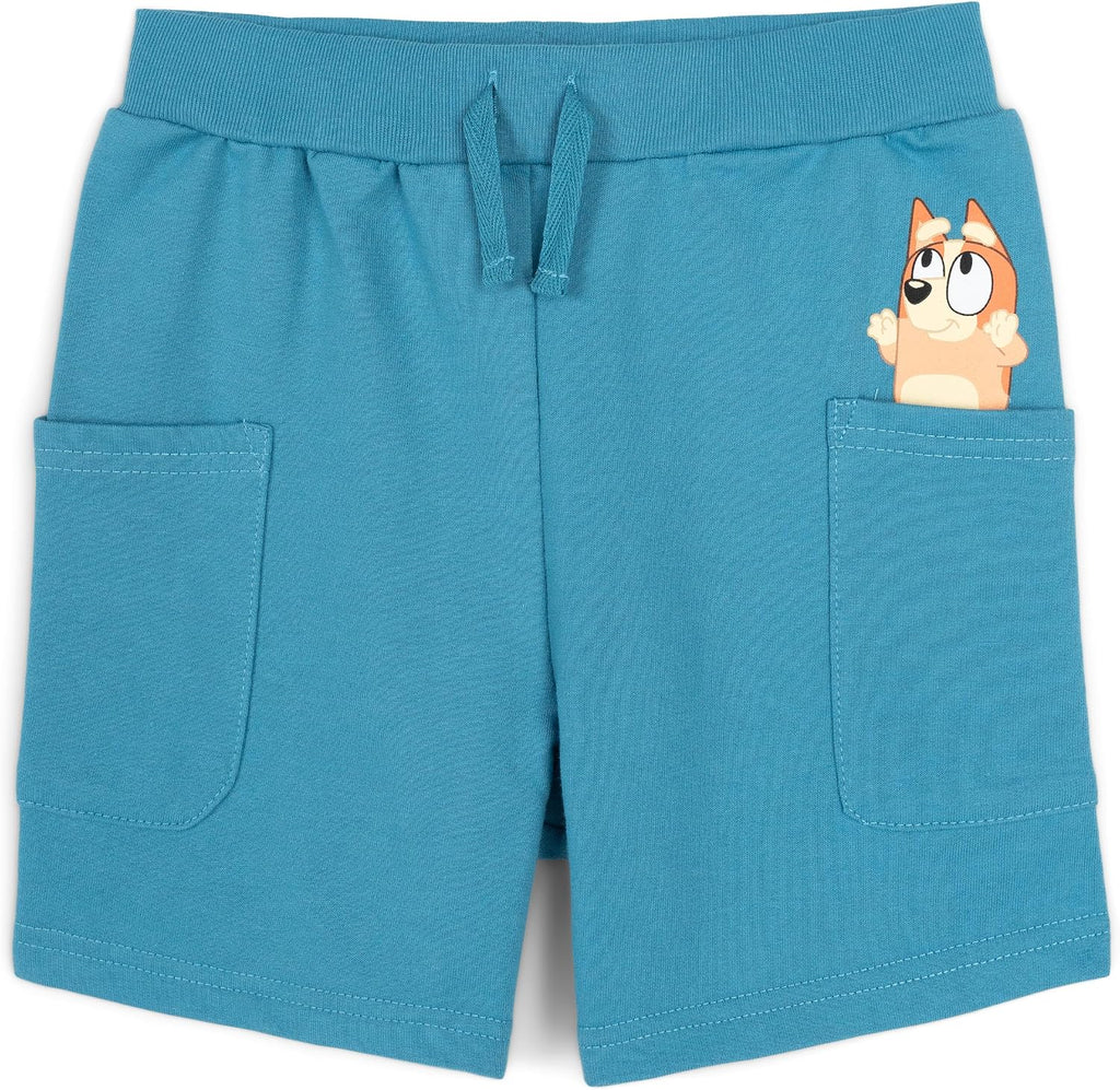 Bluey - Conjunto de camiseta con hombros caídos y pantalones cortos para niños de tamaños de bebé a grandes (2T - 10-12)